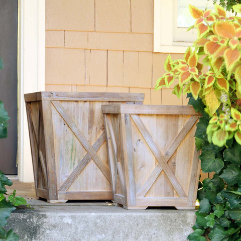 Planters- Reclaimed Wood Town and Country Planters Set of 2