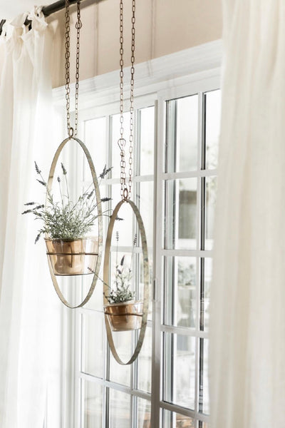 Aged Bronze and champagne Oval Hanging planter