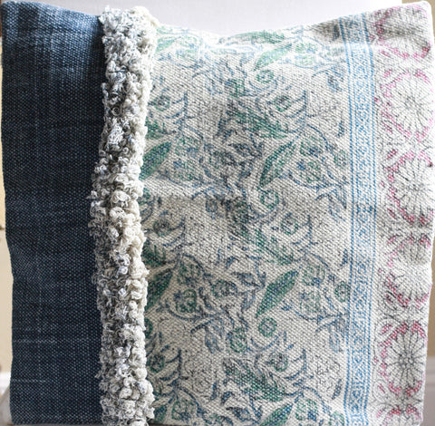 Muted Blue Vintage Look Pillow